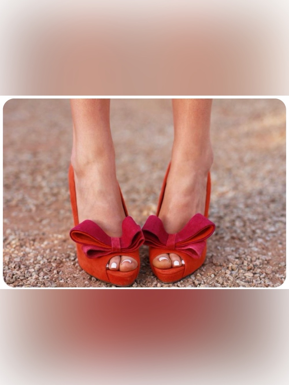 Jeffrey Campbell Garrett Two Tone Double Bow Suede Heels (HOT PINK/ORANGE) (7)